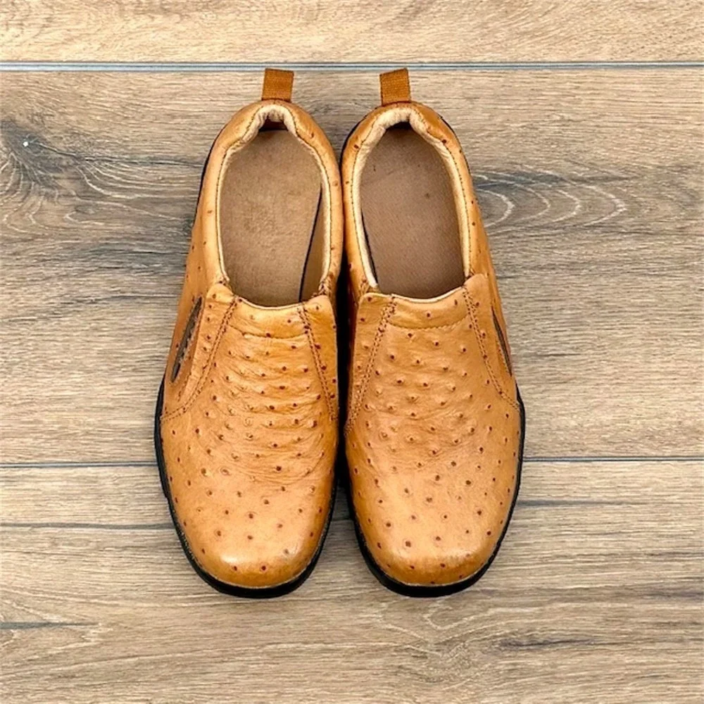 Roper Cotter Women Size 8.5 Faux Ostrich Embossed Leather Slip On Comfort Shoes